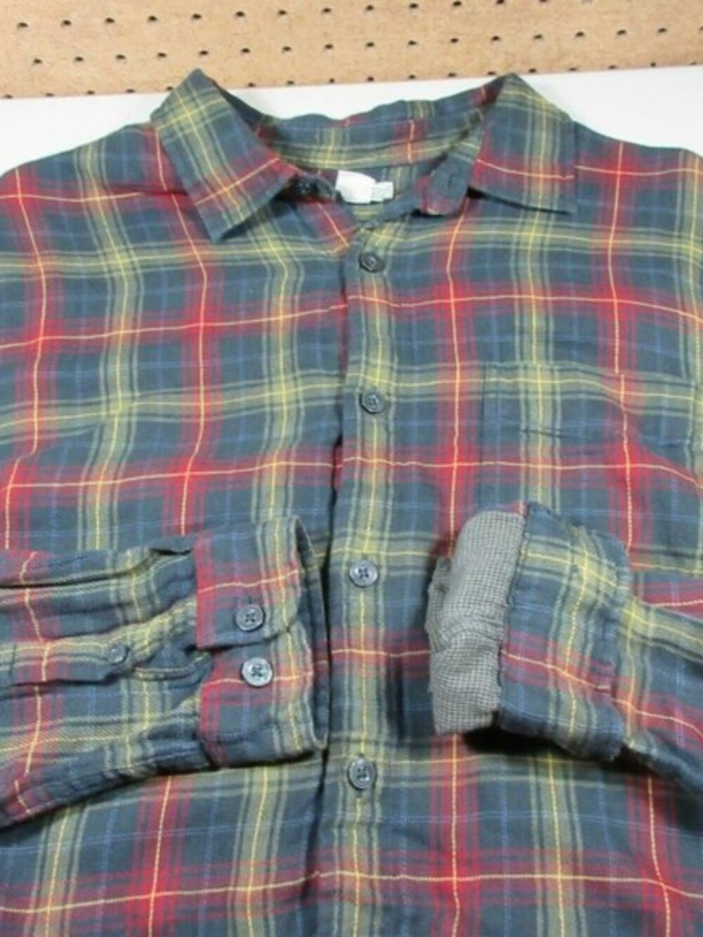 Carbon 2 Cobalt mens colorful lined plaid flannel shirt M EUC